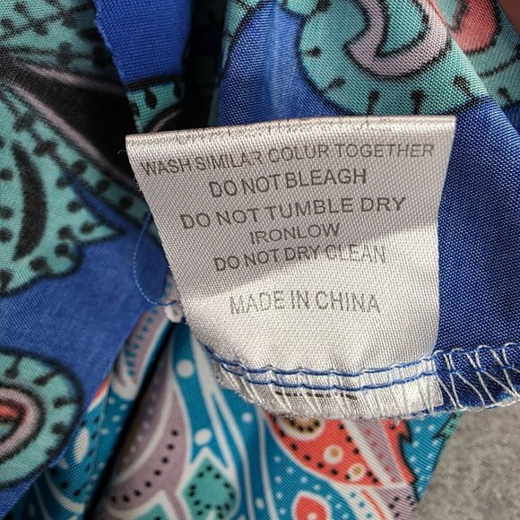 Womens Ice Silk Blue Paisley Boho Maxi Dress Sleeveless Polyester Stretch 1XL - Picture 7 of 11